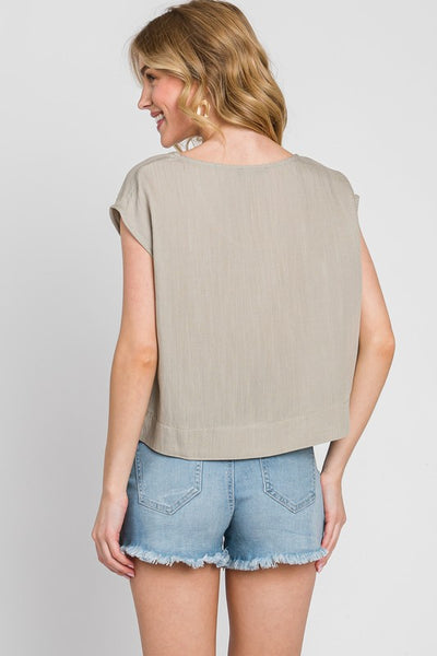 Woven Pale Olive Top