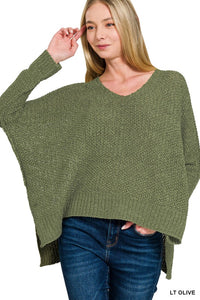 Relax V Neck Split Hem Top