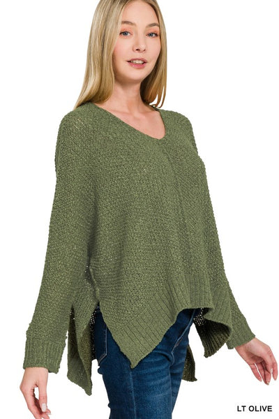 Relax V Neck Split Hem Top