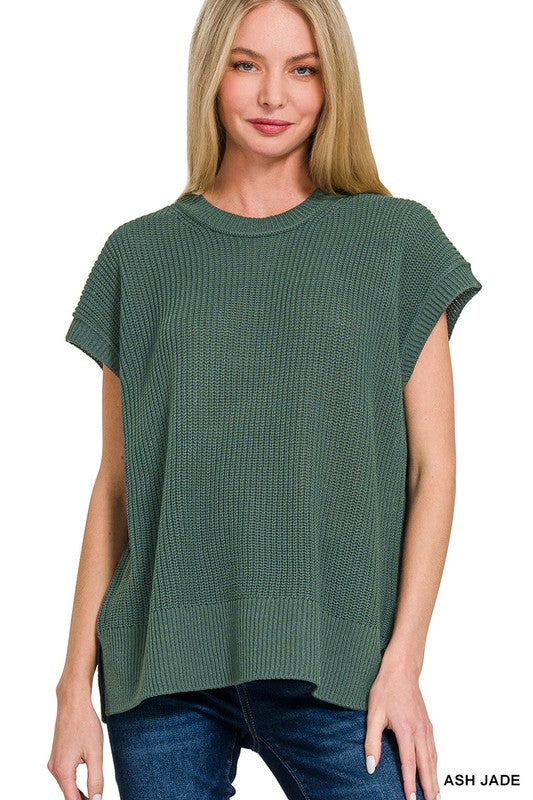 Crew Neck Short Sleeved Sweater
