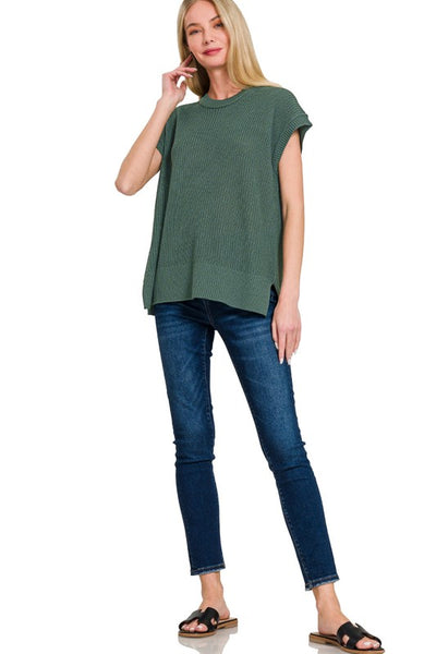 Crew Neck Short Sleeved Sweater