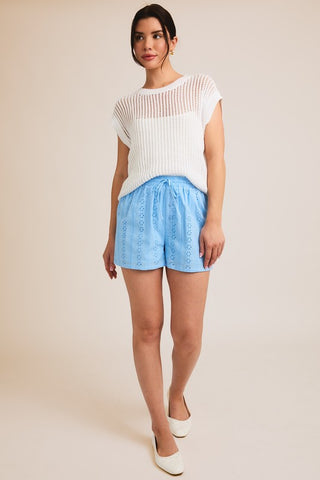 Blue Eyelet Shorts
