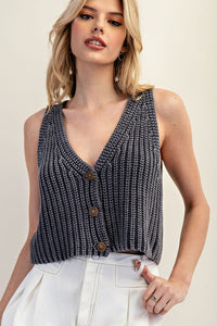 Button Down Sleeveless Sweater