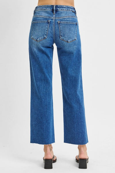 Mid Rise Crop Straight Clean Cut Hem