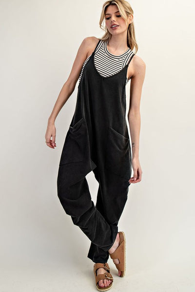 Mineral Washed Harem Pant Jumpsuit