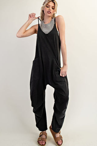 Mineral Washed Harem Pant Jumpsuit