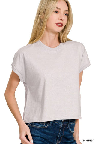 Premium Cotton Relaxed Crop Tee