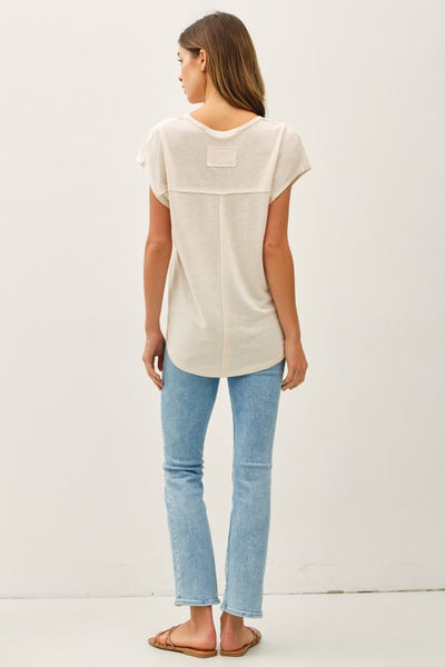 Back Raw Detailed  Linen Tee