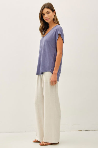 Back Raw Detailed  Linen Tee