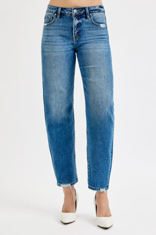 Tummy Control Ankle Slim Barrel Jeans