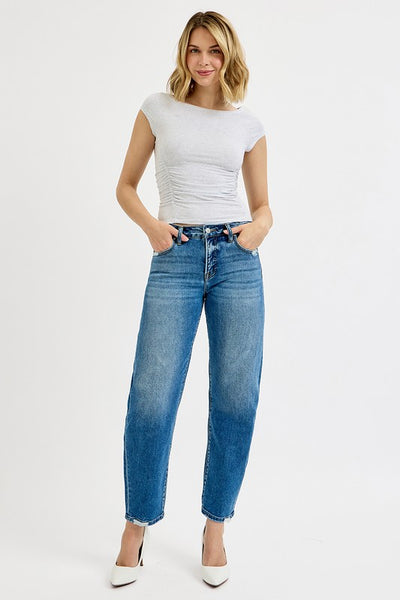 Tummy Control Ankle Slim Barrel Jeans