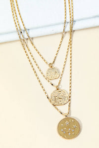 Layered Astral Coin Pendant Necklace