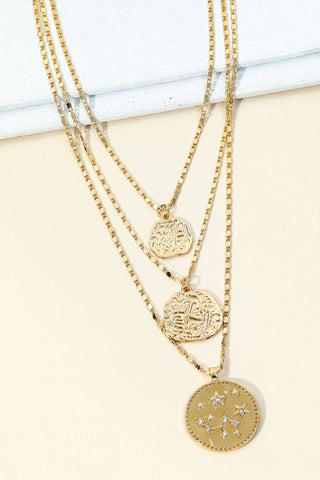 Layered Astral Coin Pendant Necklace