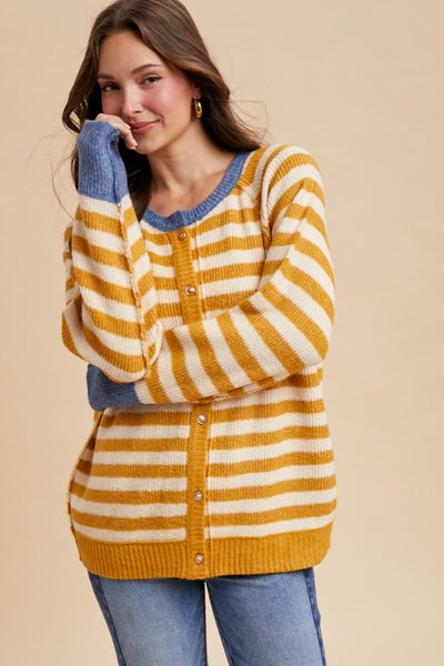 Stripe Ribbed Cardigan