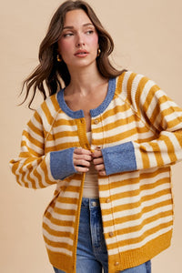 Stripe Ribbed Cardigan