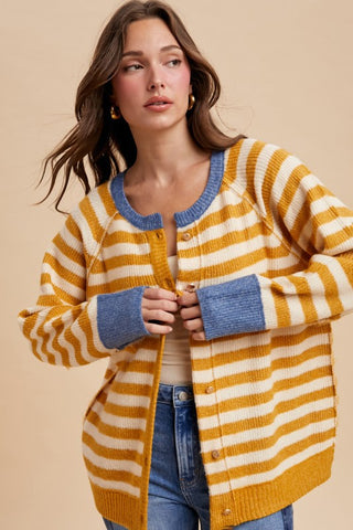 Stripe Ribbed Cardigan