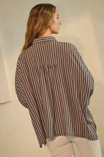 Striped Oversized Button Down Tunic