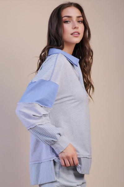 Color Block Stripe Casual Knit Top