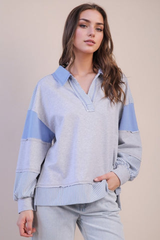 Color Block Stripe Casual Knit Top