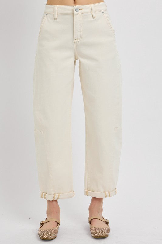 High Rise Relaxed Barrel Cuffed Pants