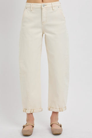 High Rise Relaxed Barrel Cuffed Pants