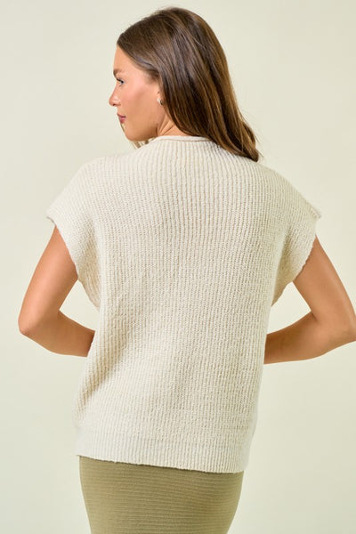 Drop Shoulder Mock Neck Sweater