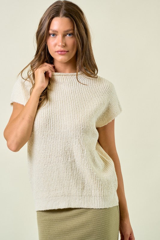 Drop Shoulder Mock Neck Sweater