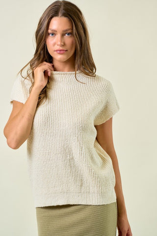 Drop Shoulder Mock Neck Sweater
