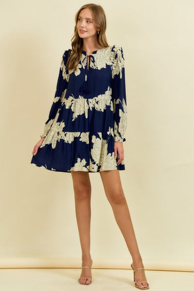 Floral Print Split V Neck Dress