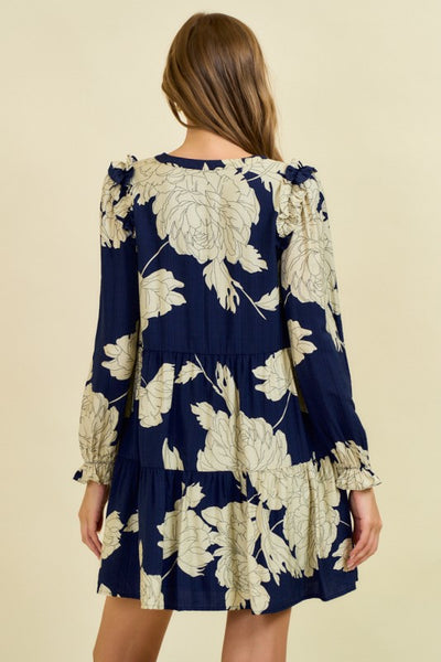 Floral Print Split V Neck Dress