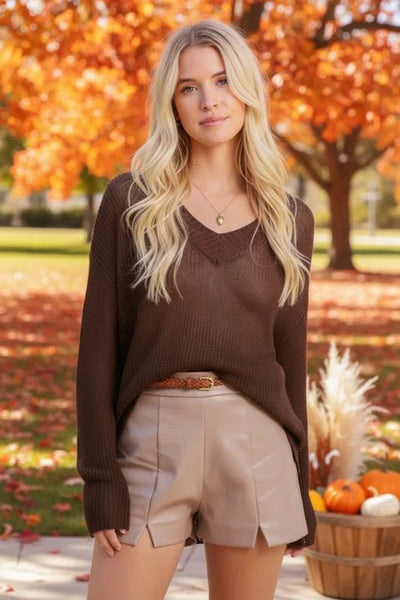Chocolate Long Sleeve Knit Sweater
