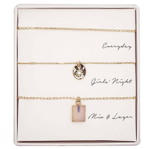 Layering Pendant Natural Necklace Set