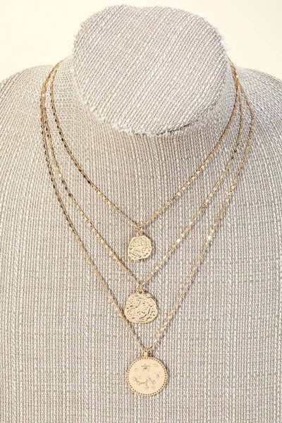 Layered Astral Coin Pendant Necklace