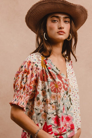 Rose Mix Pattern Top