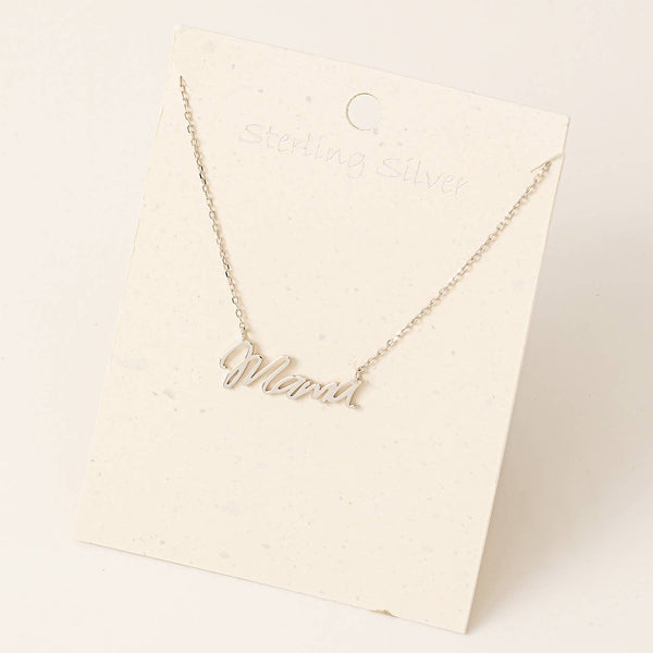 Sterling Silver Mama Necklace: G