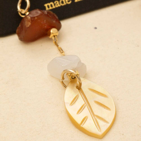 Pearl + Chip Dangle Leaf Earrings
