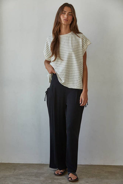 Knit Cotton Wied Leg Pants