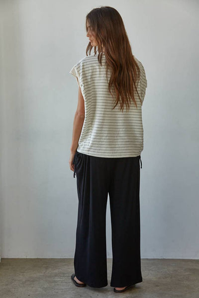 Knit Cotton Wied Leg Pants