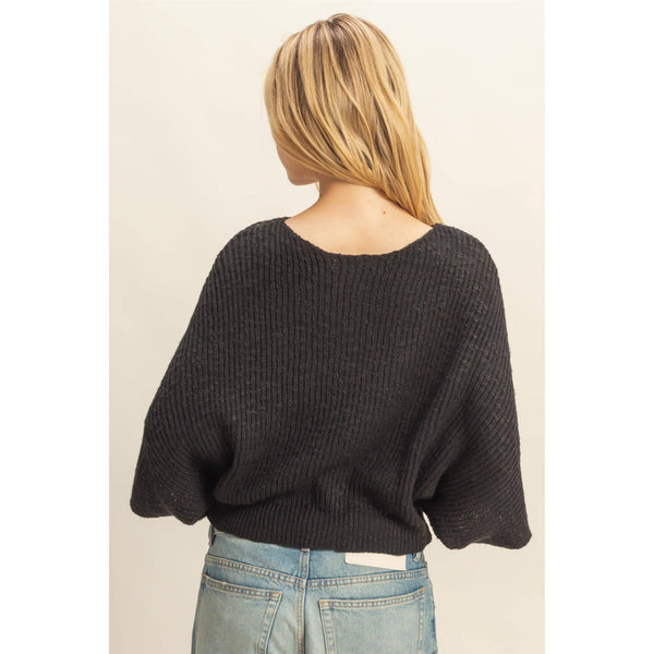Boat Neck Knit Sweater-Olive