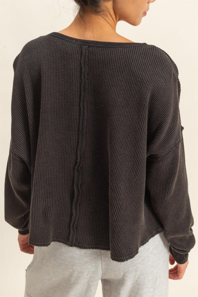 Mineral Washed Waffle Knit Top
