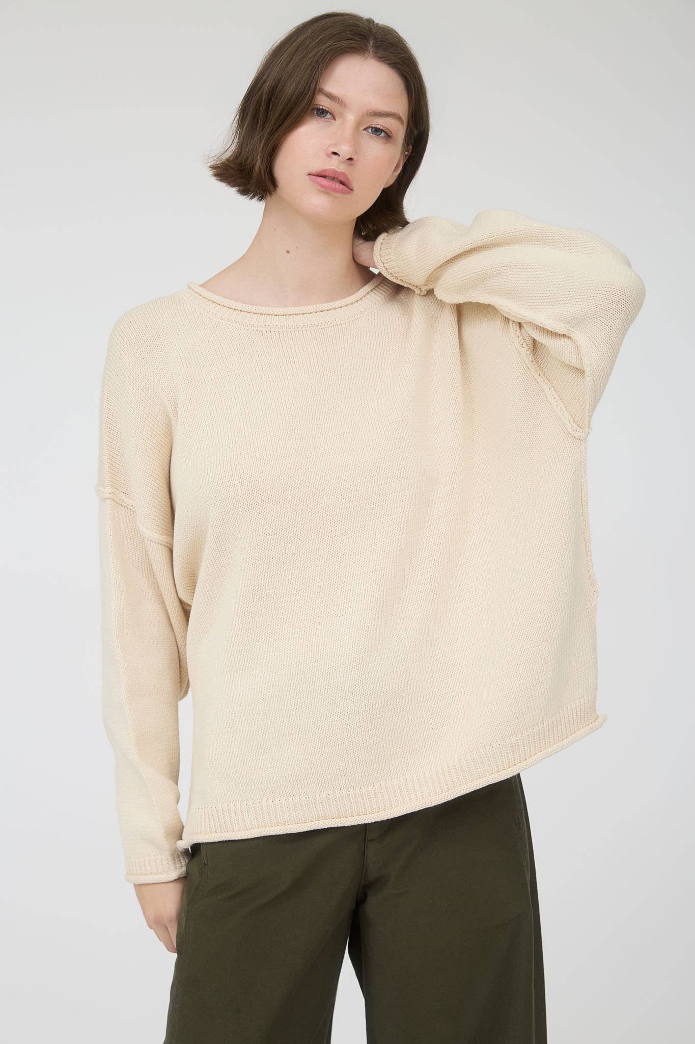 Raw Edge Oatmeal Sweater
