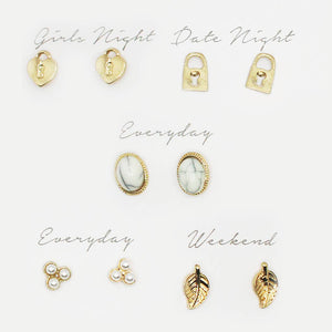 Elegant Multi-Designed Stud Earrings Set Gift Box