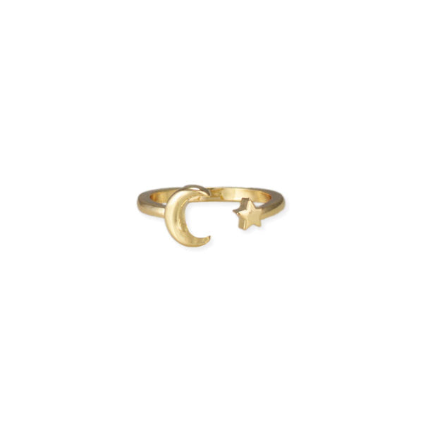 Gold Star Moon Toe Rings
