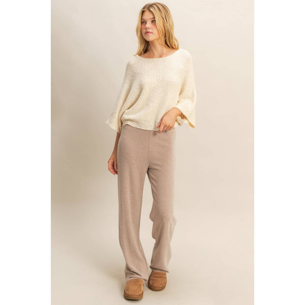 Boat Neck Knit Sweater-Olive