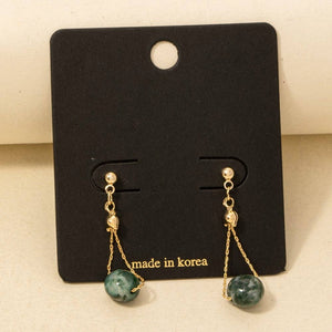 Green Bead Dangle Earrings