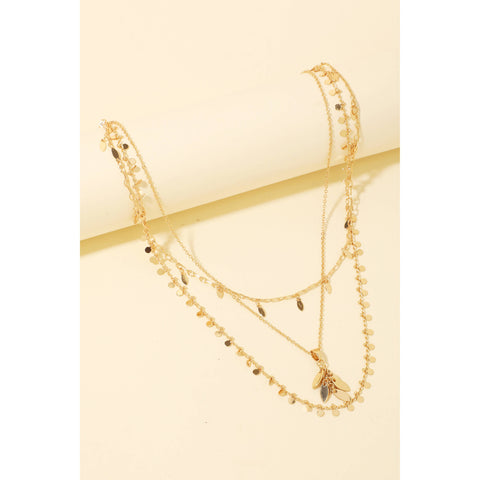 Disc + Oval Charm Layered Chain Necklace