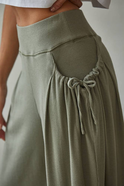 Knit Cotton Wied Leg Pants