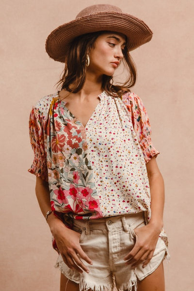 Rose Mix Pattern Top