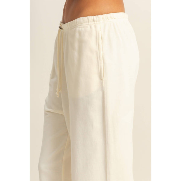 High-Waisted Straight Pants- Cream