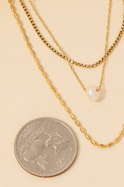 Pearl Charm Stainless Steel Chain Necklace